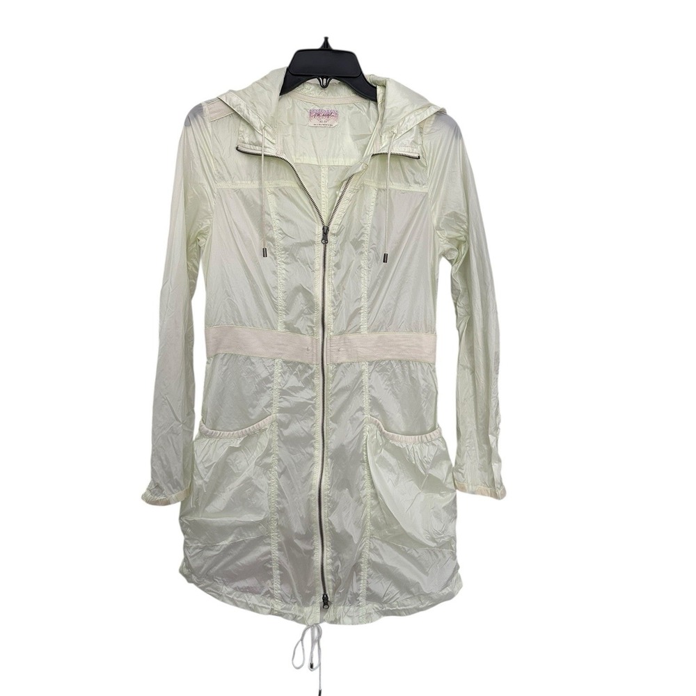 Free People FP Hooded Full Zip Rain Jacket Women XS Green Windbreaker #BB7-1‎